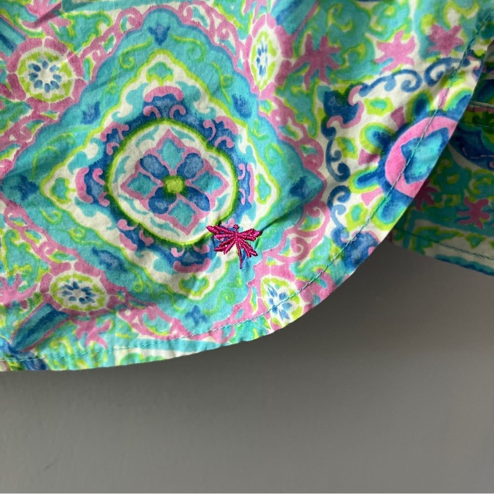 Talbots Colorful Geometric Print Button Up Blouse… - image 3